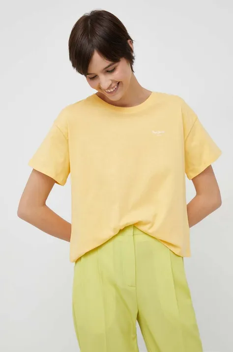 Bombažna kratka majica Pepe Jeans Wimani rumena barva