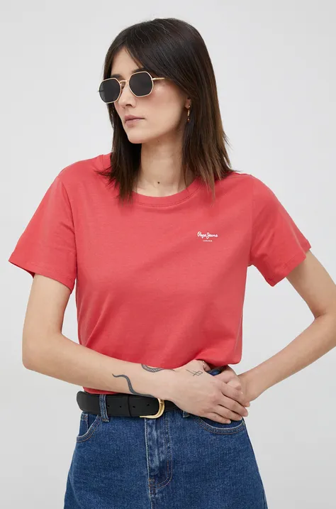 Βαμβακερό μπλουζάκι Pepe Jeans Wendy Chest χρώμα: κόκκινο