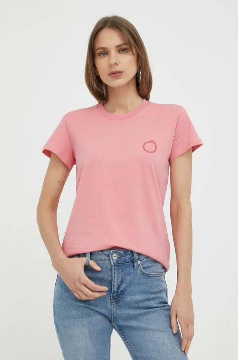 Bombažna kratka majica Trussardi roza barva