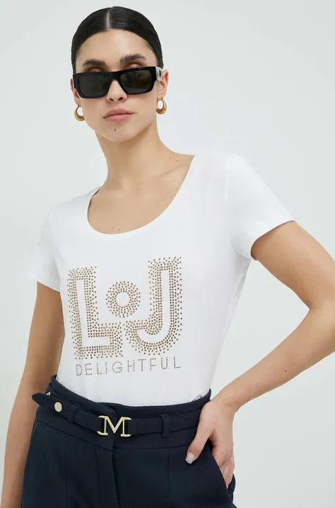 Βαμβακερό μπλουζάκι Liu Jo χρώμα: άσπρο
