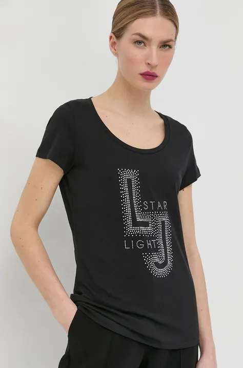 Βαμβακερό μπλουζάκι Liu Jo χρώμα: μαύρο