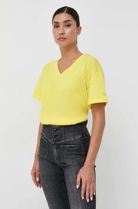 Bavlnené tričko Liu Jo žltá farba
