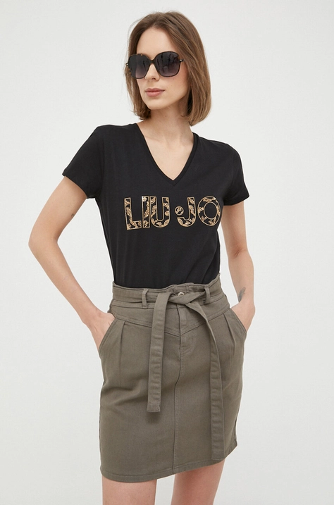 Liu Jo tricou din bumbac culoarea negru