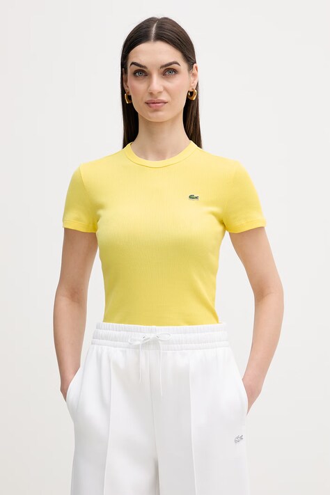 Lacoste t-shirt bawełniany damski kolor żółty TF5538