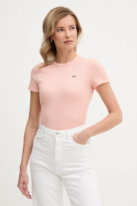 Lacoste t-shirt bawełniany damski kolor różowy TF5538