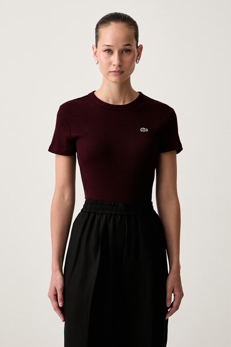 Lacoste T-shirt damski bawełniany bordowy TF5538
