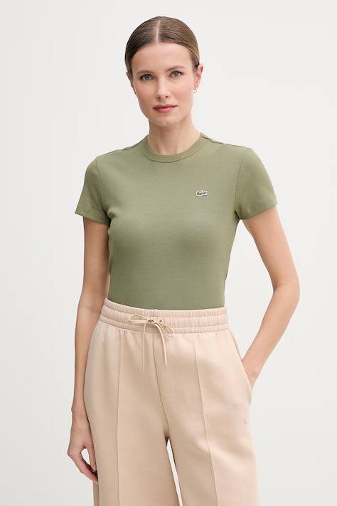 Lacoste T-shirt damski bawełniany zielony TF5538