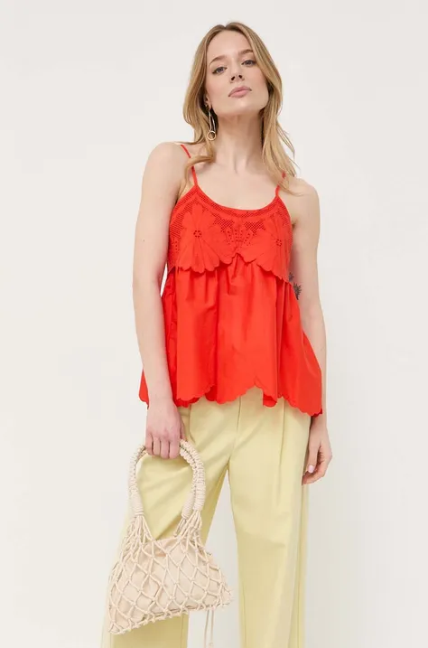 Бавовняна блузка Twinset колір помаранчевий