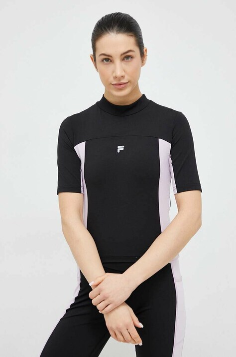 Футболка для тренинга Fila Riva цвет чёрный с полугольфом