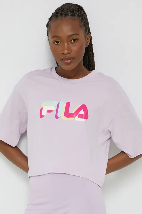Хлопковая футболка Fila цвет фиолетовый