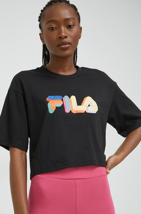 Fila t-shirt bawełniany kolor czarny