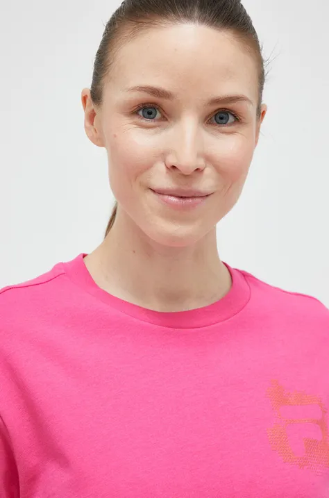 Βαμβακερό μπλουζάκι Fila χρώμα: ροζ