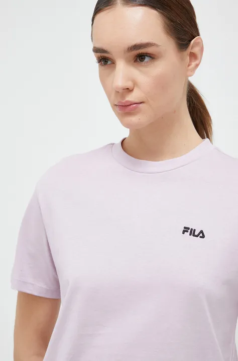 Bombažna kratka majica Fila roza barva