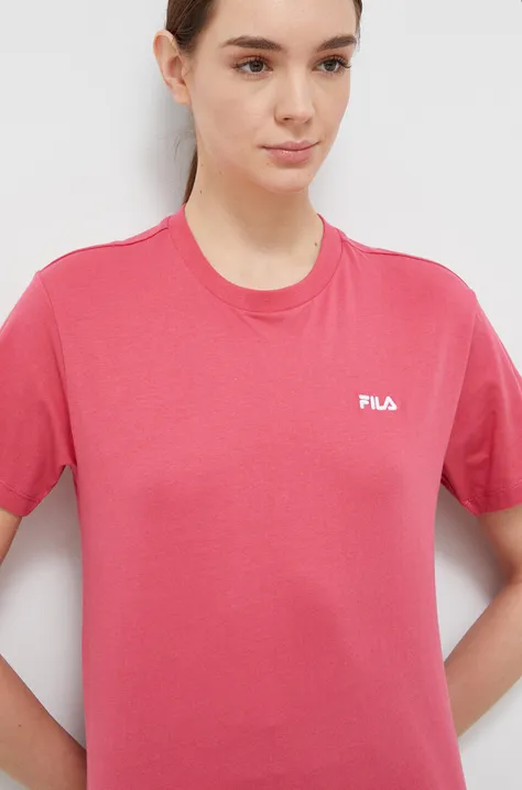Хлопковая футболка Fila цвет розовый
