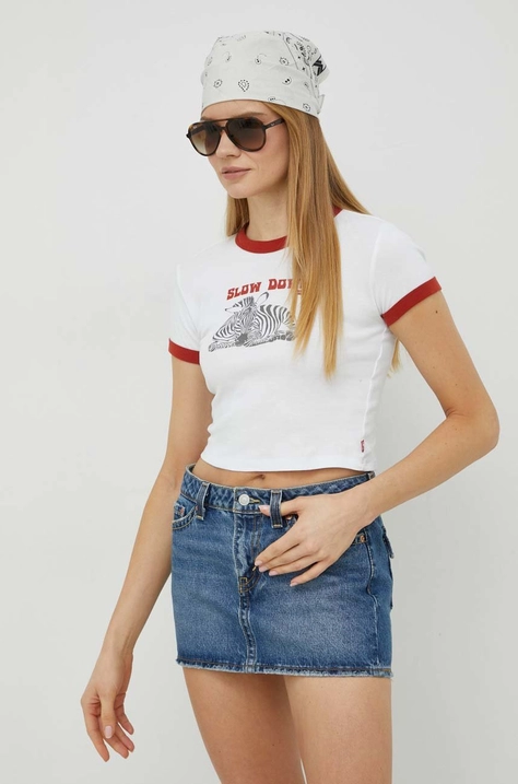 Βαμβακερό μπλουζάκι Levi's χρώμα: άσπρο