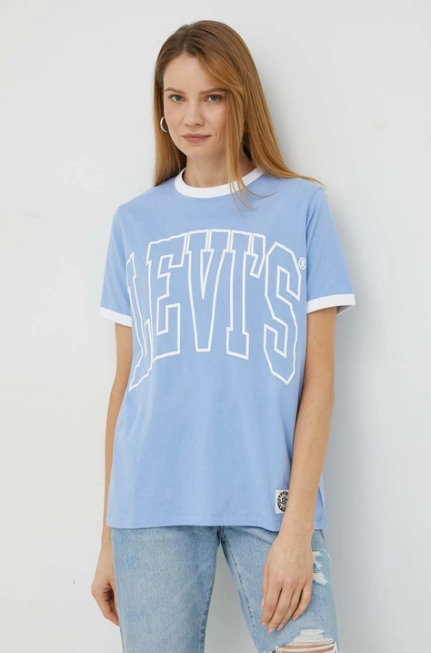 Levi's t-shirt bawełniany kolor niebieski