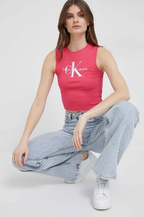 Top Calvin Klein Jeans ženski, roza barva