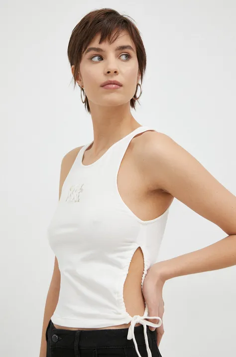 Calvin Klein Jeans top femei, culoarea alb