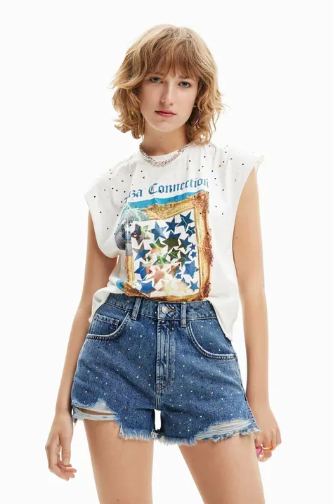 Desigual t-shirt bawełniany kolor biały