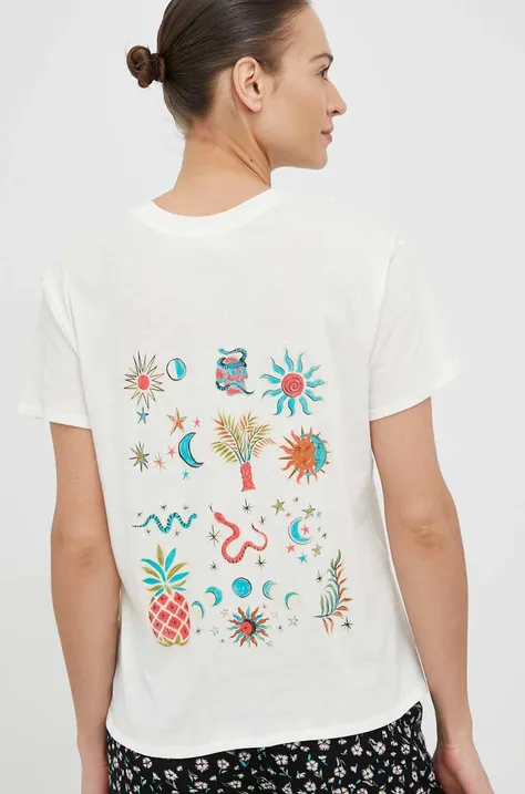 Billabong t-shirt bawełniany kolor beżowy