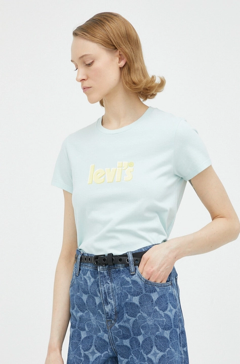 Levi's t-shirt bawełniany kolor niebieski