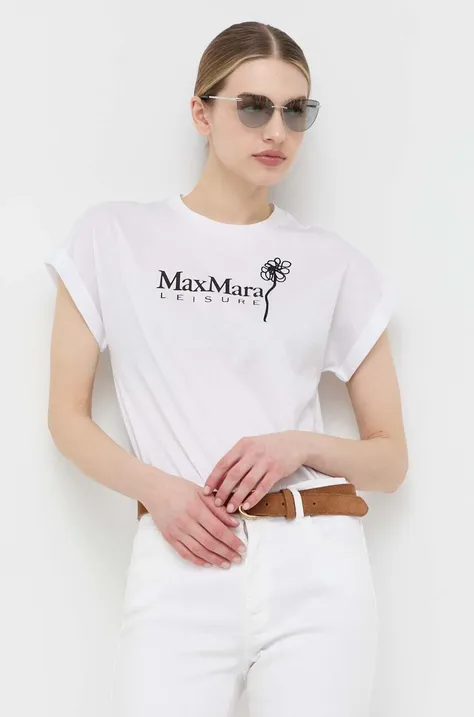 Max Mara Leisure t-shirt bawełniany kolor biały