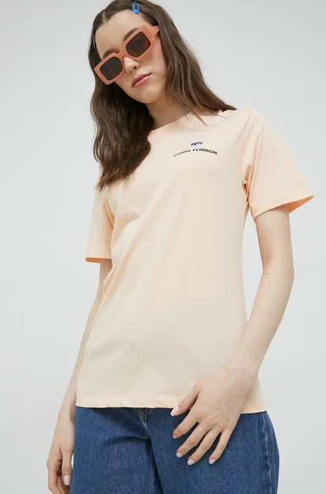 Chiara Ferragni t-shirt bawełniany kolor pomarańczowy