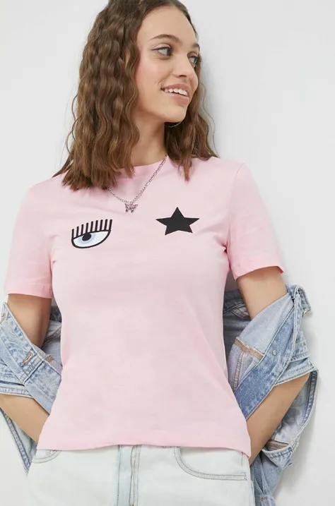 Chiara Ferragni t-shirt bawełniany kolor różowy
