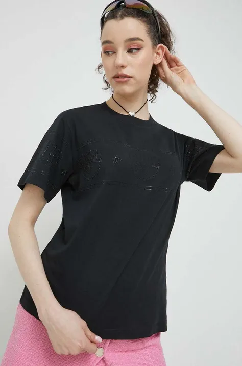 Chiara Ferragni t-shirt bawełniany kolor czarny
