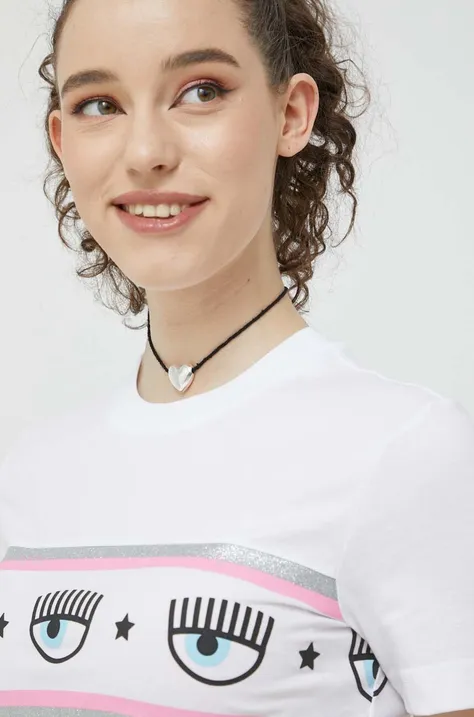 Chiara Ferragni t-shirt bawełniany Maxi Logomania kolor biały