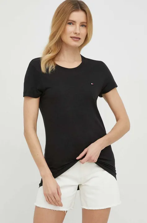 Majica kratkih rukava Tommy Hilfiger za žene, boja: crna