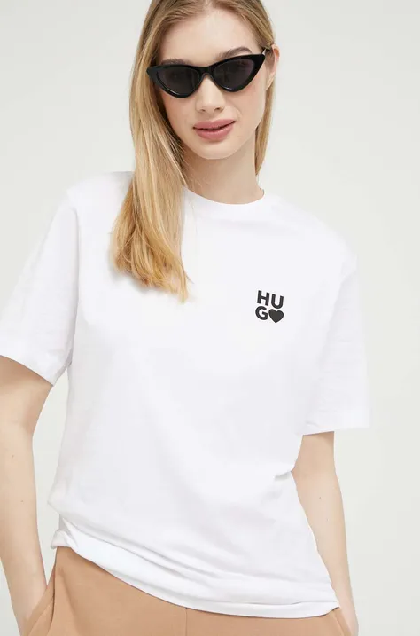 HUGO t-shirt bawełniany kolor biały 50489198