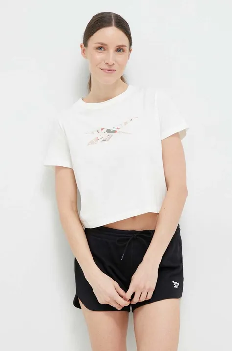 Βαμβακερό μπλουζάκι Reebok χρώμα: άσπρο
