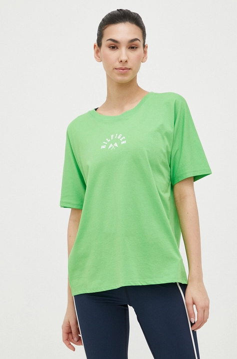 Tommy Hilfiger tricou din bumbac culoarea verde