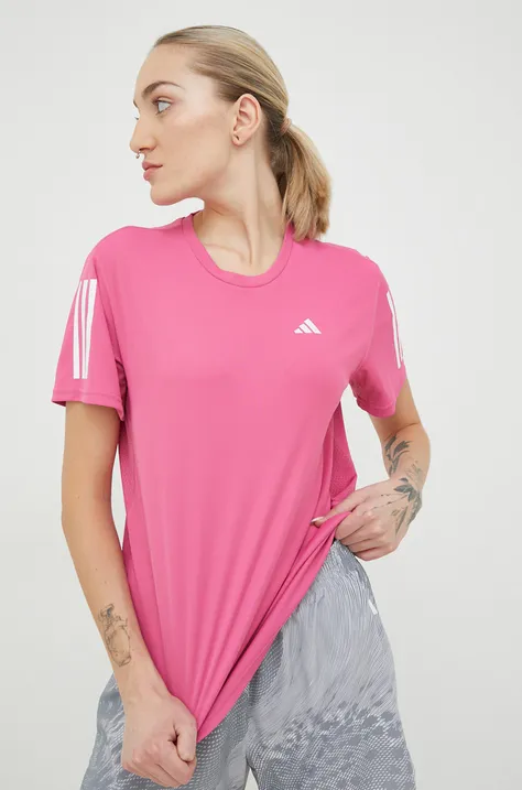 Kratka majica za tek adidas Performance Own the Run roza barva