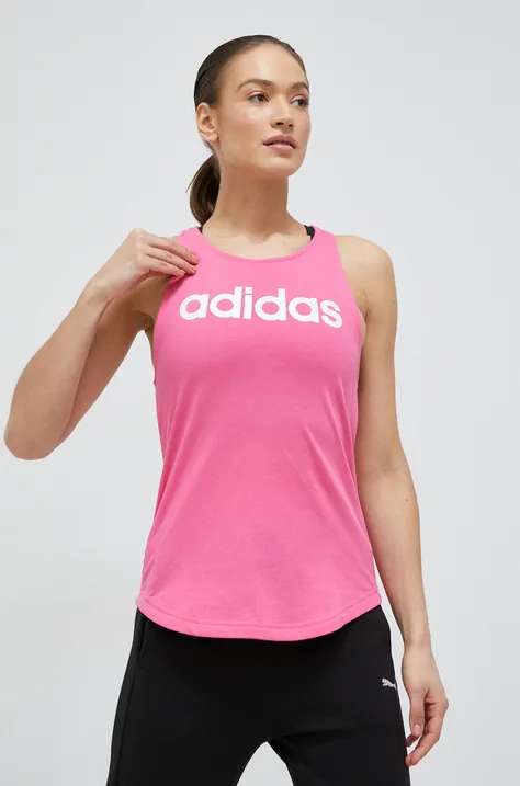 Pamučni top adidas boja: ružičasta