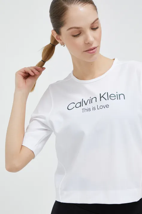 Kratka majica za vadbo Calvin Klein Performance Pride bela barva