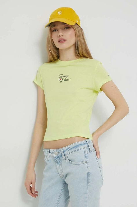 Tommy Jeans tricou femei, culoarea verde