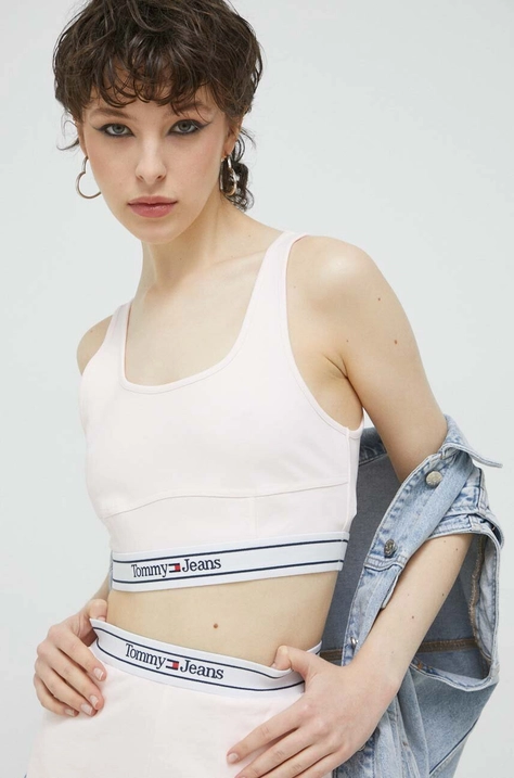 Tommy Jeans top femei, culoarea roz