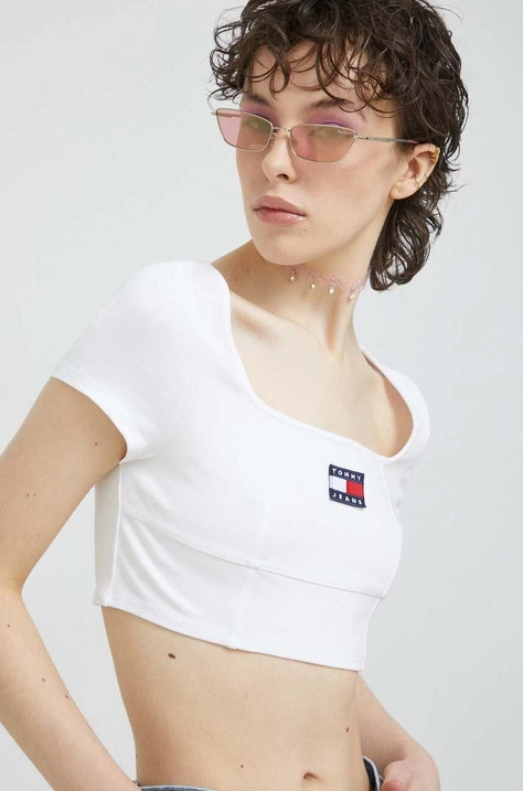 Top Tommy Jeans za žene, boja: bijela