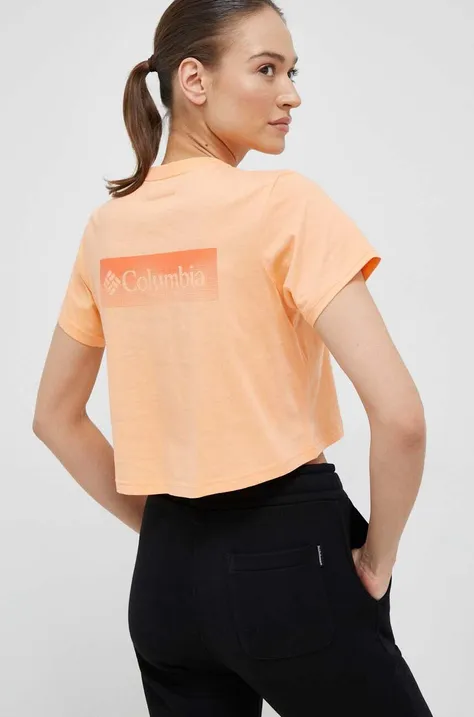 Bavlněné tričko Columbia oranžová barva