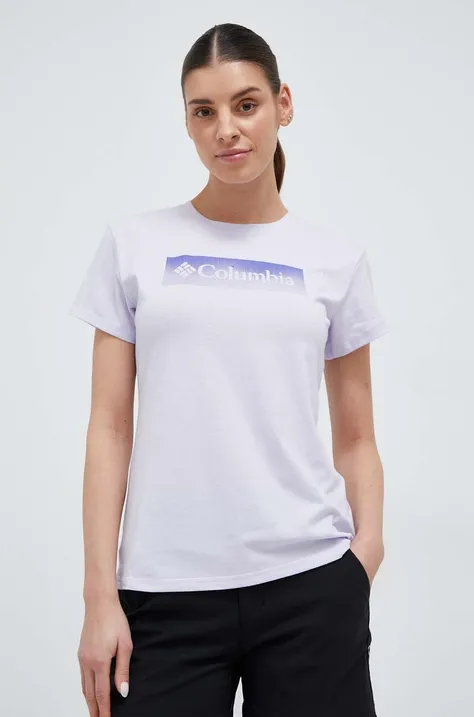 Športové tričko Columbia Sun Trek fialová farba