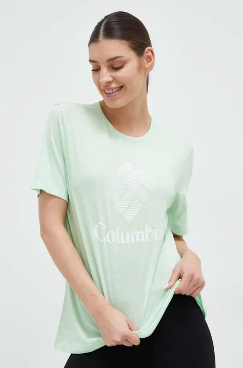 Kratka majica Columbia ženski, zelena barva