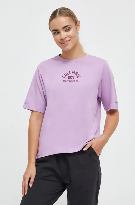 Бавовняна футболка Columbia колір фіолетовий