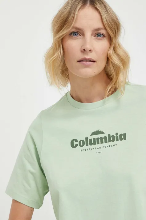 Хлопковая футболка Columbia цвет зелёный