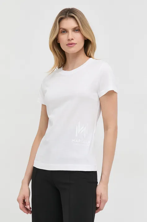 Marella t-shirt bawełniany kolor biały
