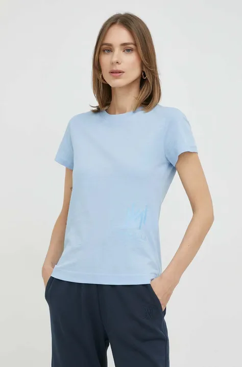 Marella t-shirt bawełniany kolor niebieski