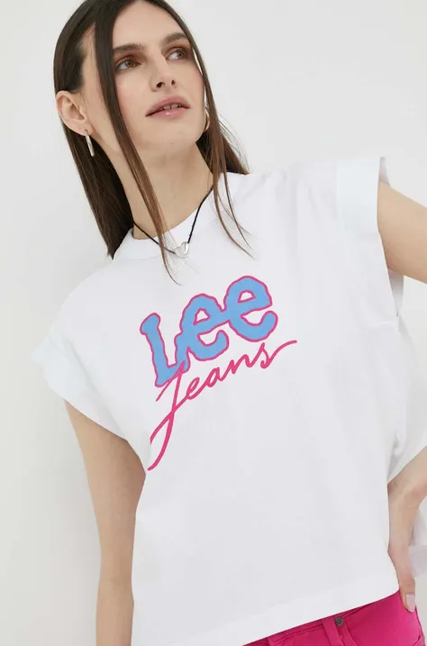 Lee t-shirt bawełniany kolor biały