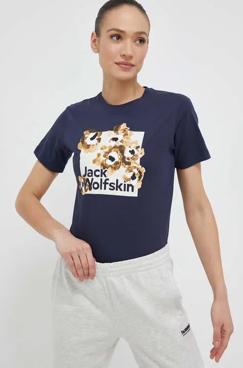 Βαμβακερό μπλουζάκι Jack Wolfskin 10 χρώμα: ναυτικό μπλε