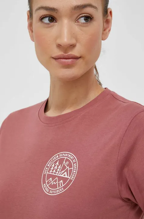 Jack Wolfskin t-shirt bawełniany 10 kolor różowy